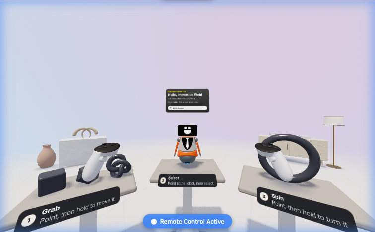 Screenshot of the IWSDK starter game running in the desktop Quest emulator